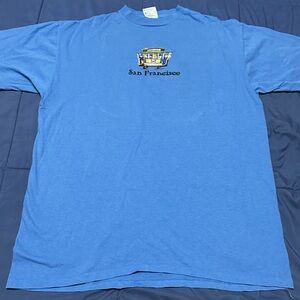 Vtg Single Stitch Blue San Francisco Destination T Shirt Embroidered Trolley XL